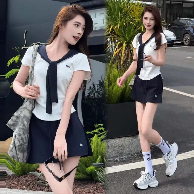 时尚套装女2025夏季新款时髦洋气短袖T恤半身短裙裤气质两件套潮