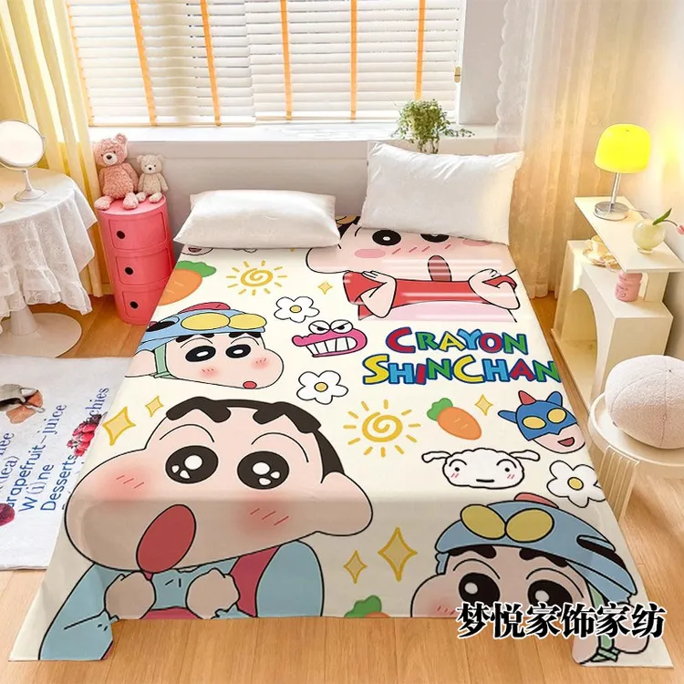 新品蜡笔小新卡通被单可爱床品亲肤磨毛学生卡通印花宿舍通用床单
