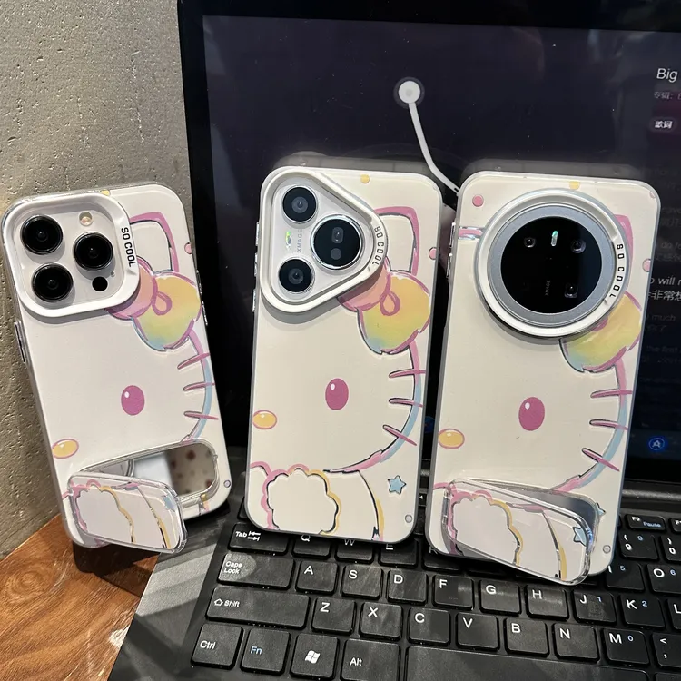 蝴蝶结凯蒂猫适用苹果/华为/荣耀/OPPO/VIVO/小米手机壳支架防摔