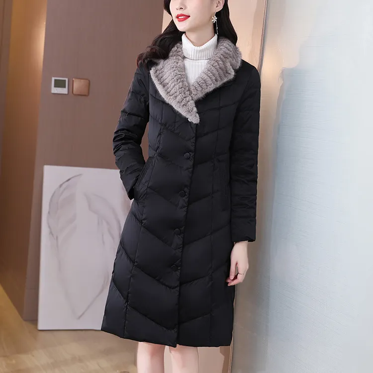 xwf8483时尚保暖棉服女2025冬季新款百搭气质中长款显瘦加厚外套