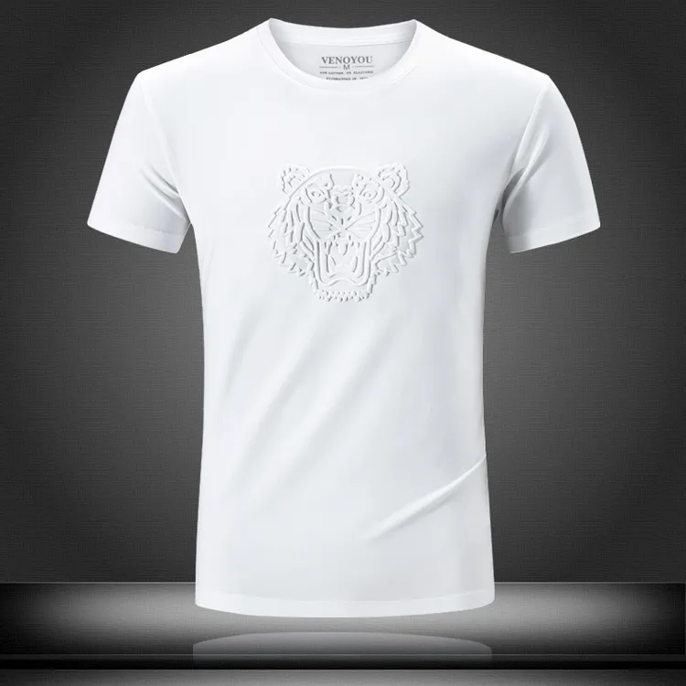 派尔尼那春秋简约立体凹凸钢印修身纯色时尚短袖T恤棉弹大码半袖