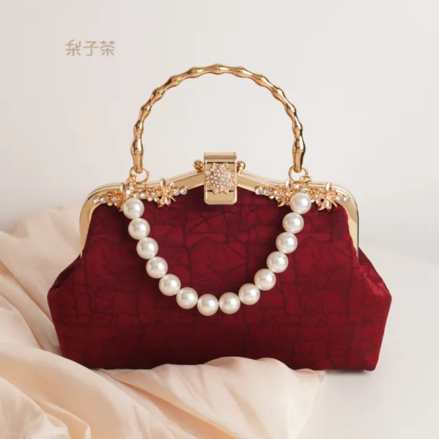 复古中式新娘婚礼手提包女国风搭配旗袍包结婚妈妈婆婆小包包红色