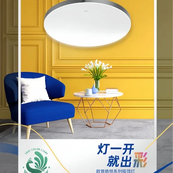 OPPLE欧普照明960皓悦灰客厅全封闭清澈光防蚊虫现代简约时尚