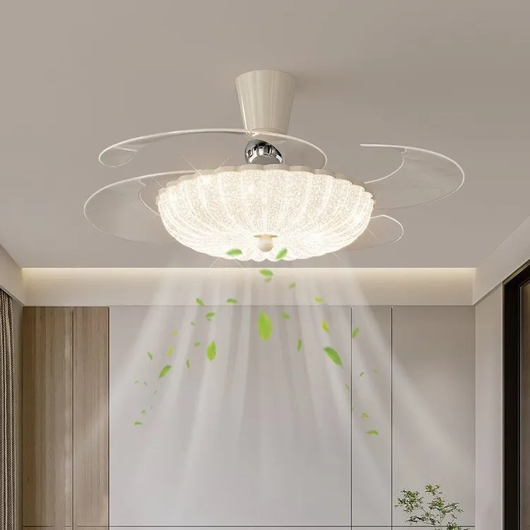 2025新款隐形装修风扇灯卧室大厅餐厅飞机中古风中国风灯具转圈