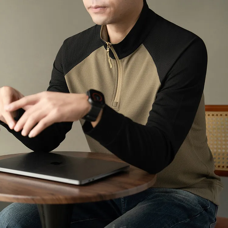 保罗男款卫衣秋季保暖拼接立领套头秋冬男士户外上衣长袖拉链打底