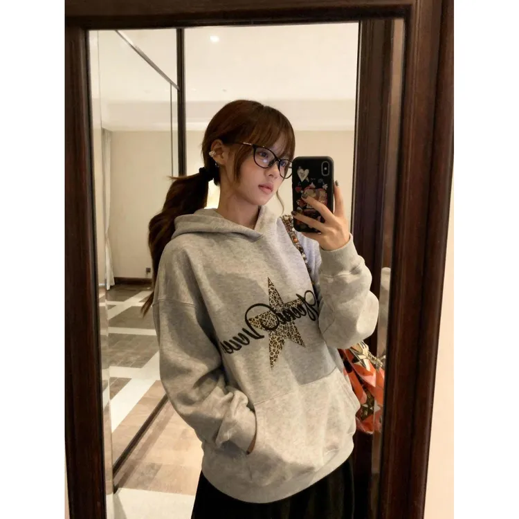 2025新款基础款小众休闲连帽卫衣女秋冬季加绒保暖韩系小众上衣服