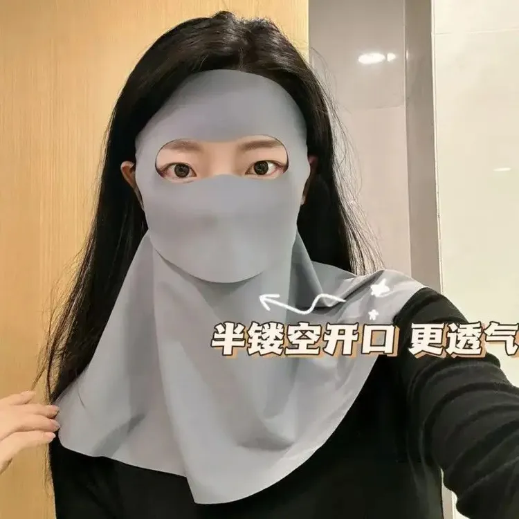 可喝水版脸基尼护脖颈防晒面罩夏全脸防护口罩防紫外线遮阳脸罩XF
