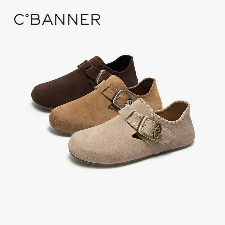 千百度全包勃肯鞋女2025秋季新款薄底轻便平底休闲单鞋A25480807