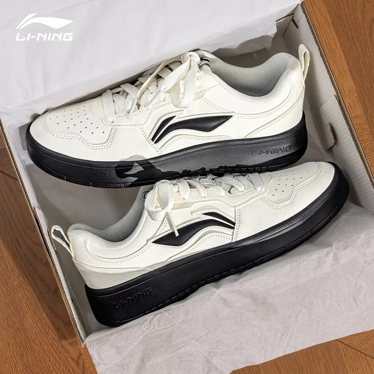 李宁初云男鞋板鞋2025新款秋季黑白复古风休闲鞋轻便软弹运动鞋子