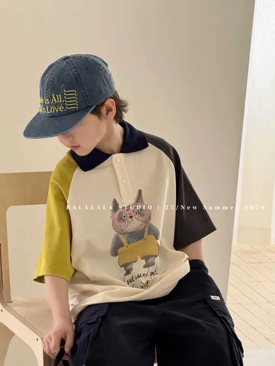 潮童短袖T恤中大童POLO衫