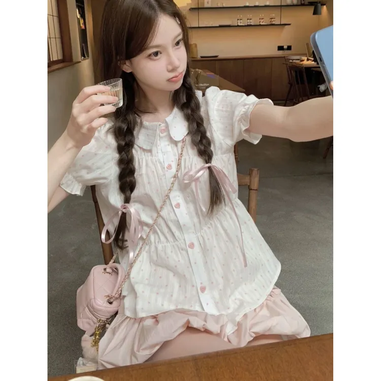 小个子穿搭夏季甜妹系甜美连衣裙子韩系学院晚晚风温柔套装裙睡衣