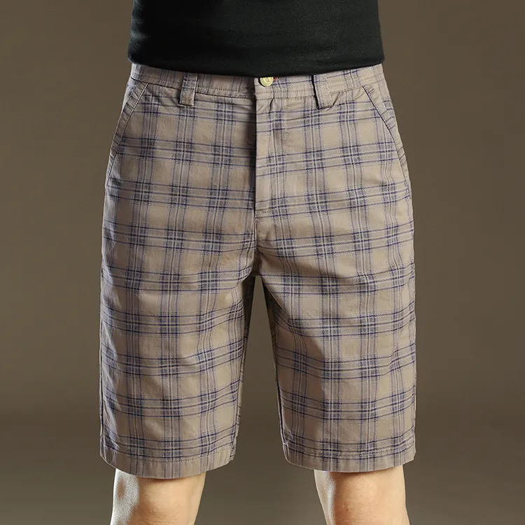 2025新款高端格子短裤男士夏季薄款透气直筒休闲五分裤男生中裤