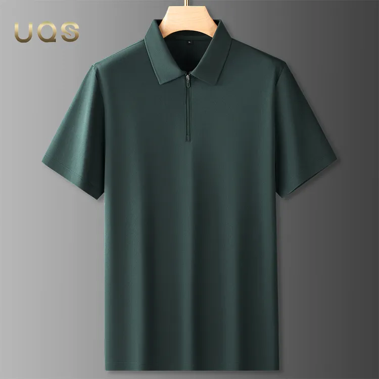 大码男士半拉链POLO衫短袖夏季新款宽松舒适亲肤简约日常商务休闲
