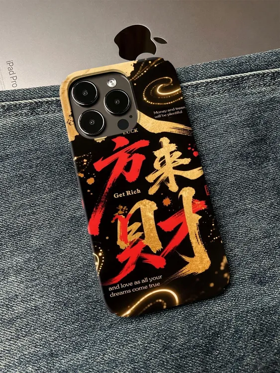 八方来财手机壳适用于苹果16promax小众个性简约ins艺术轻薄15/14