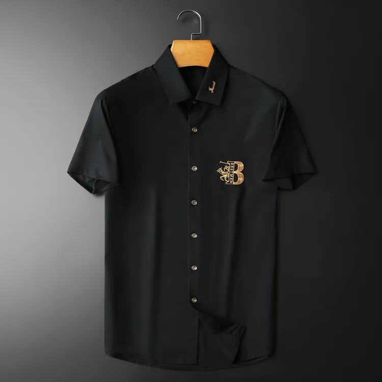 INGESARE新款夏季修身短袖衬衣男修身休闲帅气短袖衬衫打底衫