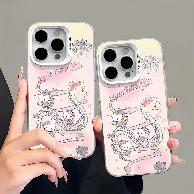 彩银烟花kitty猫游蛇适用苹果16/15手机壳华为p70oppo小米14vivo