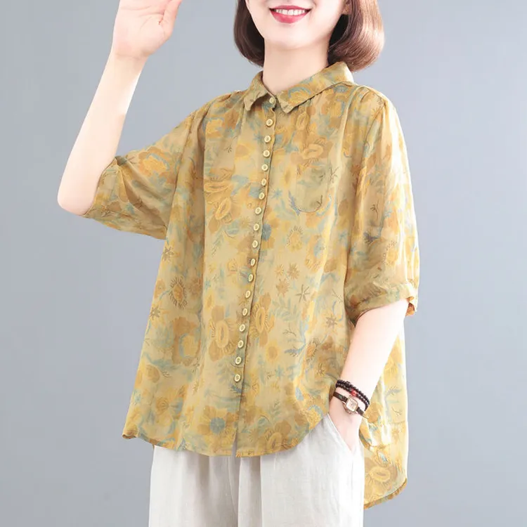 麻套装女夏中国风文艺复古大码宽松显瘦两件套薄款洋气妈妈套装