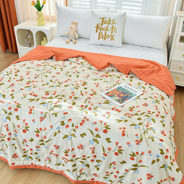 空调被夏凉被学生宿舍单人双人小清新被子印花款可机洗薄被子