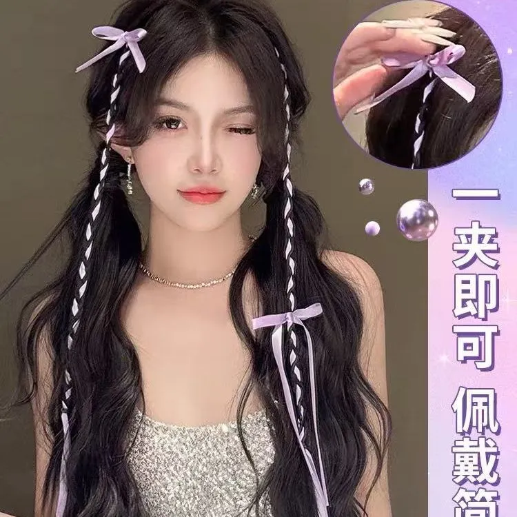 丝带小辫子蝴蝶结假发INS芭蕾麻花编发抓夹甜酷拳击甜酷拳击辫