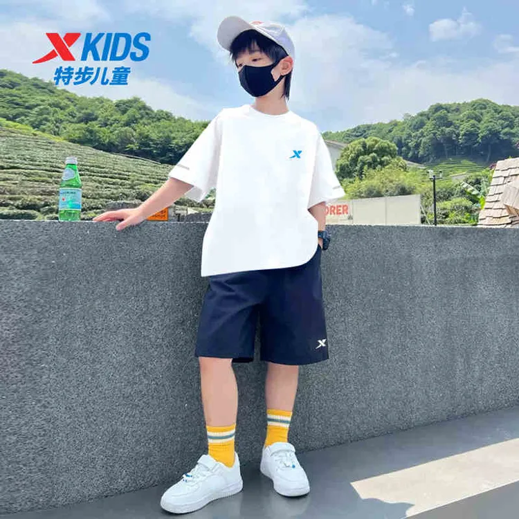 特步童装儿童速干短袖T恤2025夏季新款夏装中大童T13006+T11007