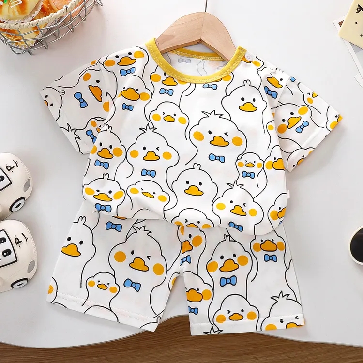 短袖套装儿童纯棉夏季新款韩版男童短裤薄款童装女童夏装宝宝衣服