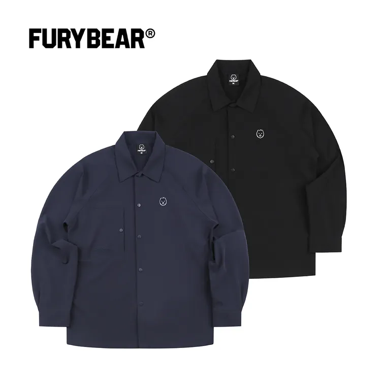 FURYBEAR系列FB25春秋藏青黑色弹力长袖衬衫外套户外速干休闲衬衣