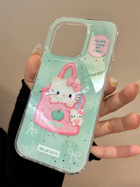 泼墨购物袋猫咪适用iPhone16大孔苹果15手机壳华为oppo小米14vivo