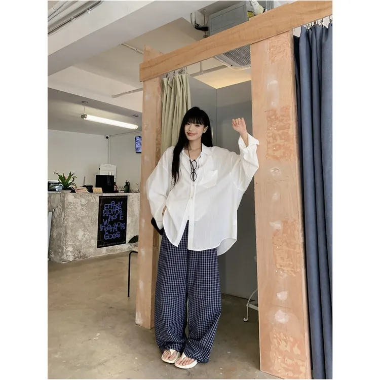 白色老钱风复古高级感气质长袖衬衣女装秋季收腰显瘦小众衬衫上衣