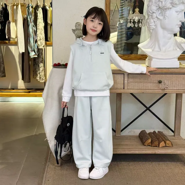 女童春秋款马甲三件套2025新款洋气女大童春秋款休闲运动套装潮
