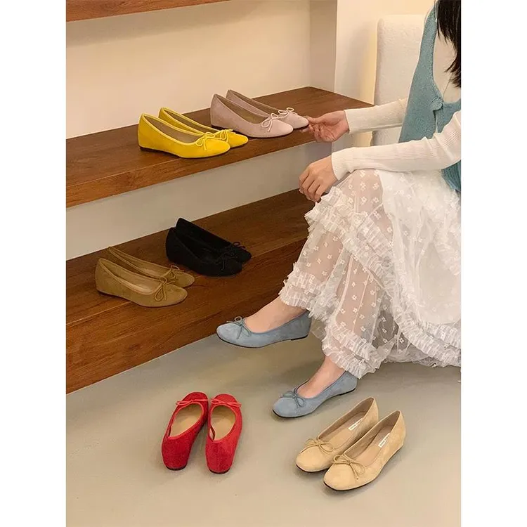 内增高复古红色单鞋女鞋子2025新款春季法式粉色芭蕾舞温柔晚晚鞋