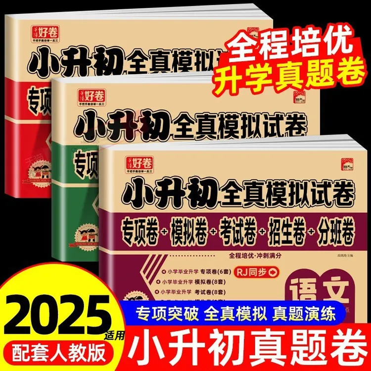 小升初全真模拟试卷小学升初中真题冲刺卷语文数学英语人教版