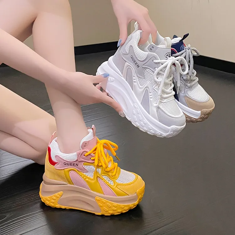内增高网面厚底老爹鞋女超火2025夏季新款爆款运动小个子休闲鞋