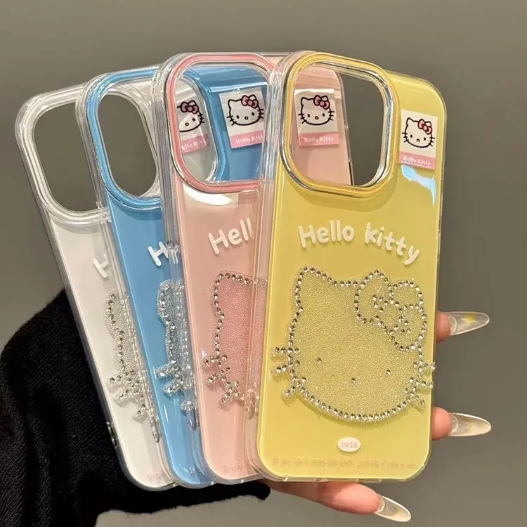 卡通立体闪钻Kitty适用iPhone16苹果15/13手机壳华为vivo小米oppo