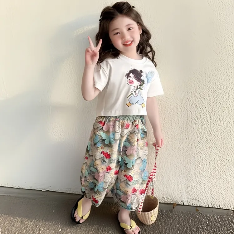 女童夏装套装儿童女孩可爱印花休闲时尚宽松透气亲肤舒适韩版洋气