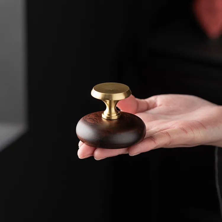 黑檀铜木盖置壶盖托高档紫砂壶盖置物架简约盖碗茶器茶壶茶道配件