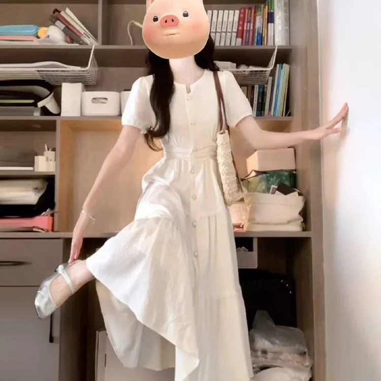 【有里布】法式复古温柔风连衣裙子2025新款高级感小个子气质D0772