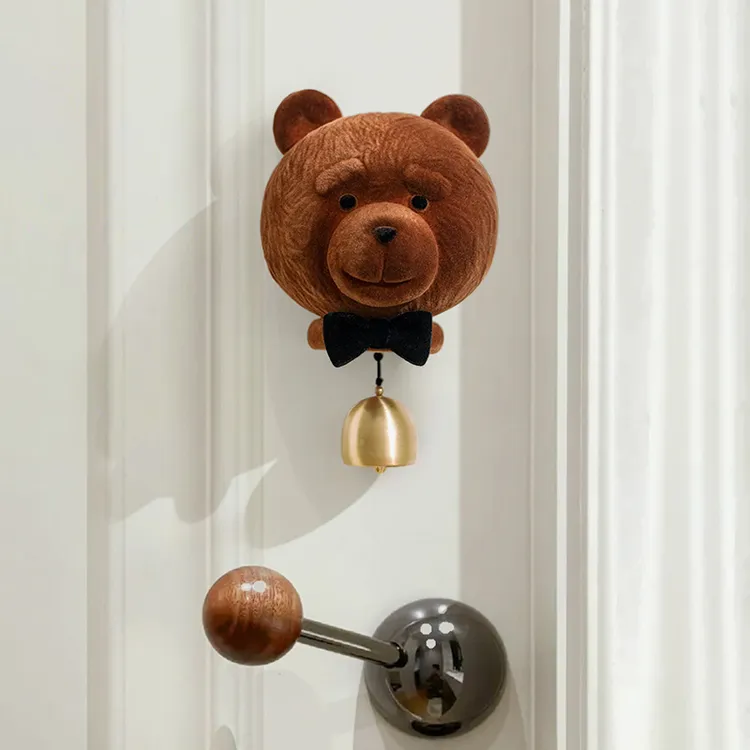 毛茸茸泰迪熊多巴胺磁吸式门铃入户家居卧室门风铃门铃铃铛