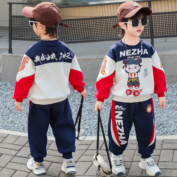 哪吒儿童春装男童卫衣套装春秋男孩发光带亮灯风火轮衣服帅气时髦