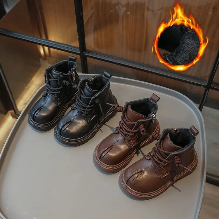 儿童马丁靴男童2024新款秋冬二加绒加厚中大童短靴女童靴子鞋
