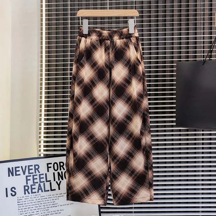 男童夏季薄款休闲长裤儿童时尚百搭薄款防蚊冰丝裤格子宽松空调裤