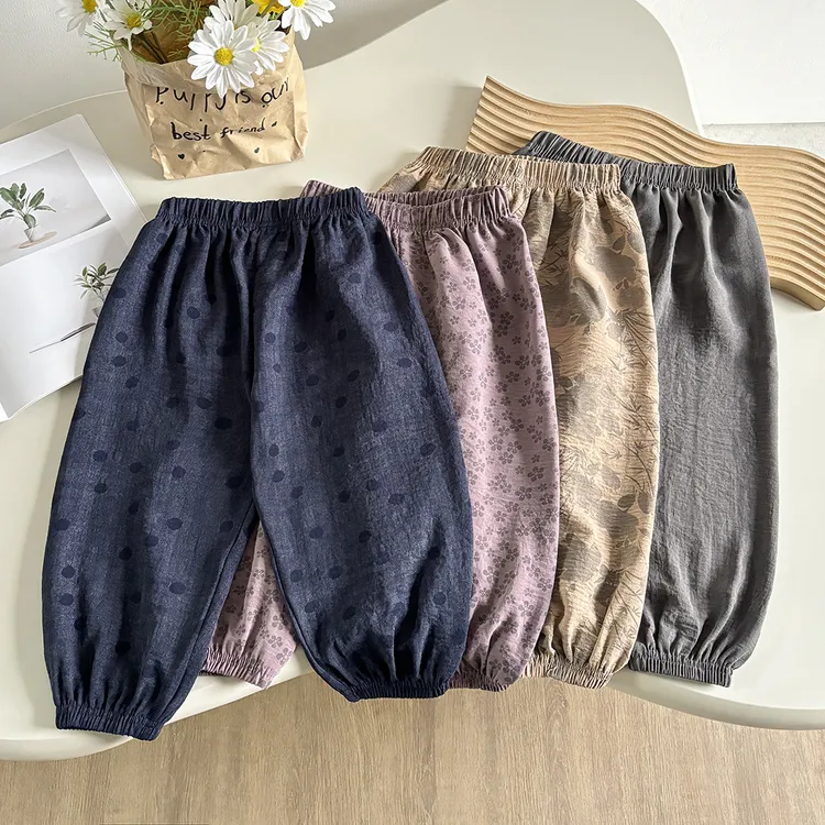 女童夏季防蚊裤薄款中大童宽松裤子2025男宝抖抖裤宝宝灯笼裤新款