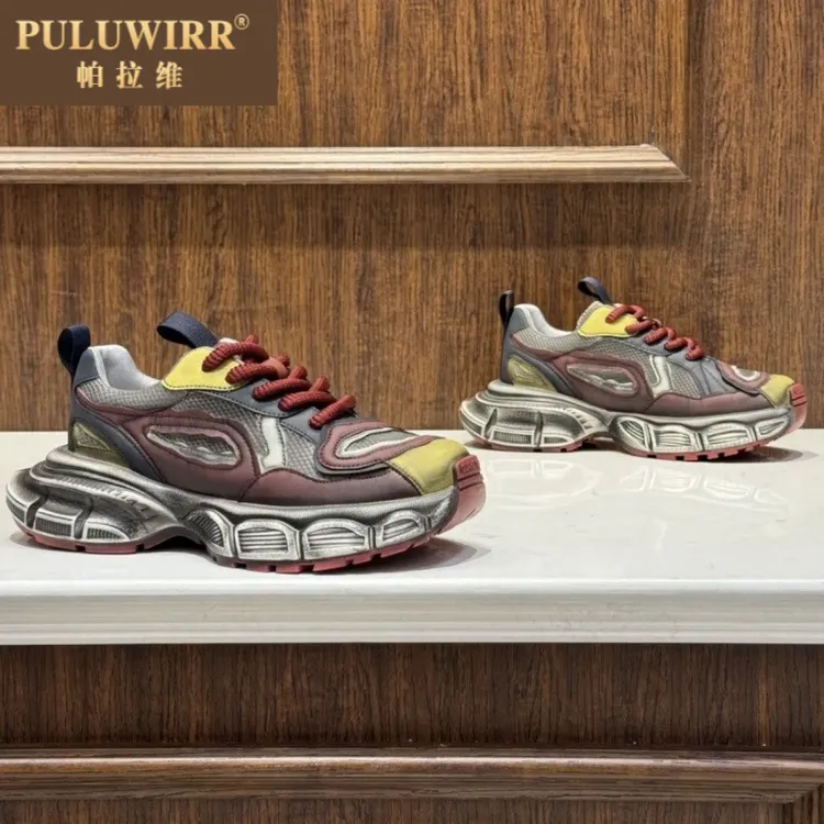 老爹鞋2025夏季新款时尚百搭舒适网面透气运动鞋厚底增高潮流男鞋