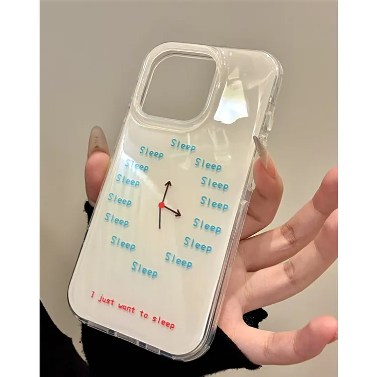 简约睡觉时钟适用苹果iPhone16/15手机壳13小众12华为vivoppo小米