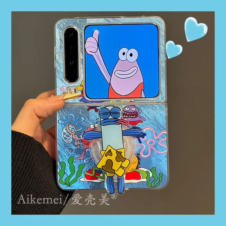 适用华为PuraX折叠屏手机壳pocket2可爱卡通novaFlip比奇堡支架女