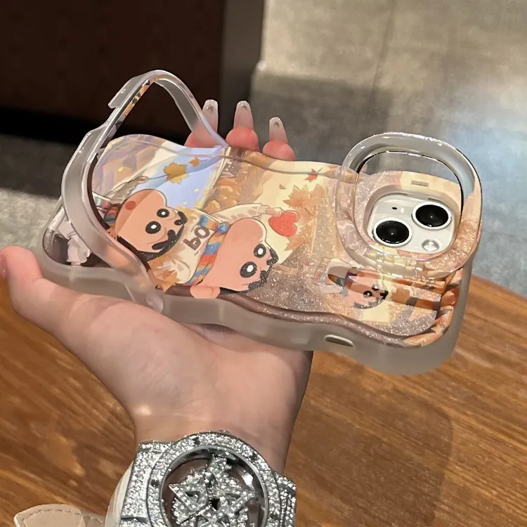 秋叶小新适用苹果15华为oppo/vivo小米iPhone16板凳双支架手机壳