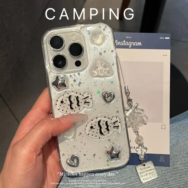  ins星星小鱼适用苹果16手机壳华为荣耀软壳小米滴胶壳vivo oppo