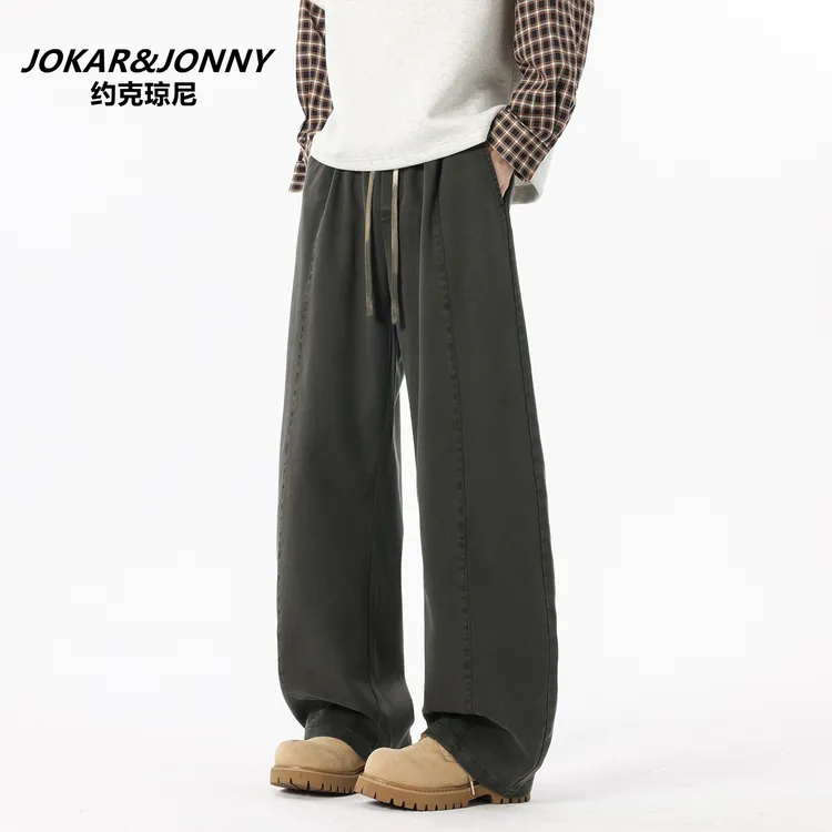 JOKAR&JONNY日系复古莱赛尔休闲裤男秋季潮牌宽松垂感运动长裤子