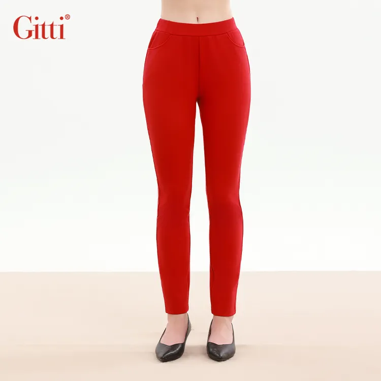 Gitti/吉蒂秋款松紧腰修身显瘦休闲裤女弹力九分裤G255267