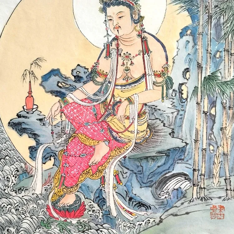 张谦 慈悲菩萨图 33×50厘米软片未裱