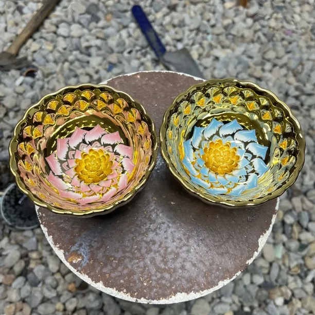 【闪购商品】花开富贵 粉蓝莲花对杯 茶杯主人杯陶瓷.匠心传承传统